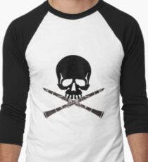 Skull with Clarinet Crossbones Men's Baseball ¾ T-Shirt