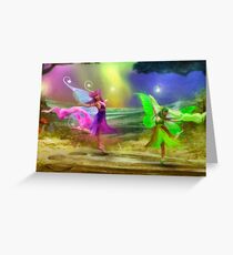 Dancing Auroras - Pink and Green Greeting Card