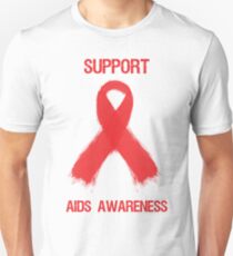 Support Aids Awareness Red Ribbon Unisex T-Shirt