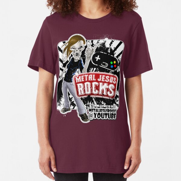 Undead Rocker - Metal Jesus Rocks (YOUTUBE) Slim Fit T-Shirt