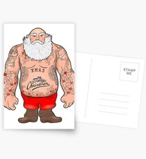 Brutal Santa Claus Bodybuilder, tattoos Postcards