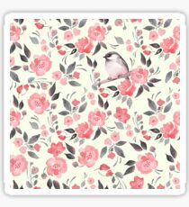 Aquarellblumenhintergrund mit nettem Vogel / 2 Sticker
