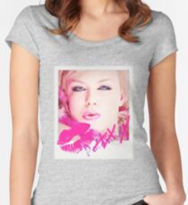 Poloroid Pink Kiss Tailliertes Rundhals-Shirt