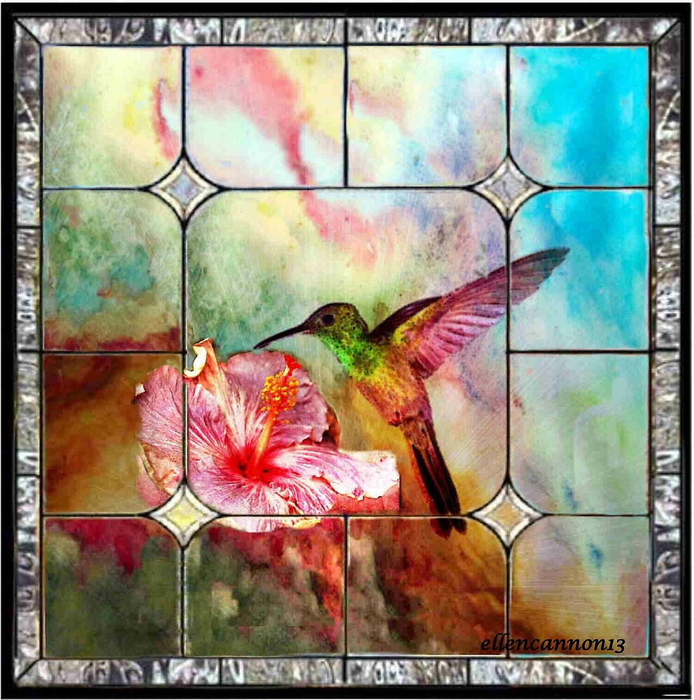 "Stained Glass Template Hummingbird" by ecannon11 Redbubble
