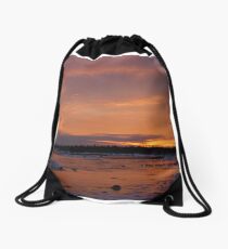 Fiery Light on an Icy Shore Drawstring Bag