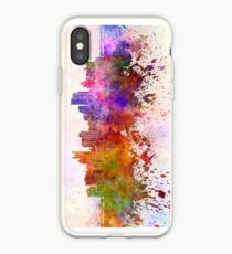 Pittsburgh skyline in watercolor background iPhone Case