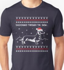 Dachshund Through The Snow, Ugly Christmas Sweater Unisex T-Shirt