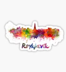 Reykjavik skyline in watercolor Sticker