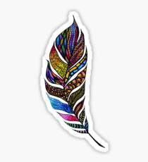 Colorful Watercolor Hand Drawn Tangle Feather Sticker