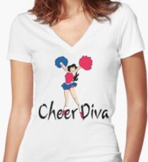 Cheerleading "Cheer Diva" Women's Fitted V-Neck T-Shirt