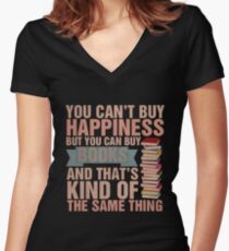 Books=Happiness Women's Fitted V-Neck T-Shirt