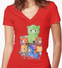 Alpakas zusammenbauen Tailliertes T-Shirt mit V-Ausschnitt