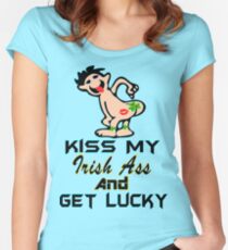 ★ټKiss My Irish Ass and Get Lucky Hilarious Clothing & Stickersټ★ Women's Fitted Scoop T-Shirt