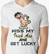 ★ټKiss My Irish Ass and Get Lucky Hilarious Clothing & Stickersټ★ Men's V-Neck T-Shirt