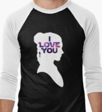 Star Wars Leia 'I Love You' White Silhouette Couple Tee Men's Baseball ¾ T-Shirt