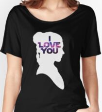 Star Wars Leia 'I Love You' White Silhouette Couple Tee Women's Relaxed Fit T-Shirt