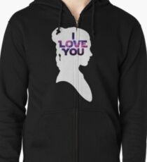 Star Wars Leia 'I Love You' White Silhouette Couple Tee Zipped Hoodie