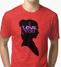 Star Wars Leia 'I Love You' Black Silhouette Couple Tee Tri-blend T-Shirt