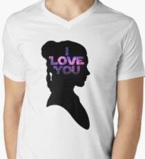 Star Wars Leia 'I Love You' Black Silhouette Couple Tee Men's V-Neck T-Shirt