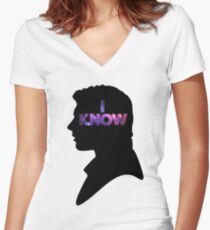 Star Wars Han 'I Know' Black Silhouette Couple Tee Women's Fitted V-Neck T-Shirt