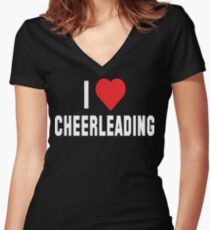 I Love Cheerleading Dark Women's Fitted V-Neck T-Shirt