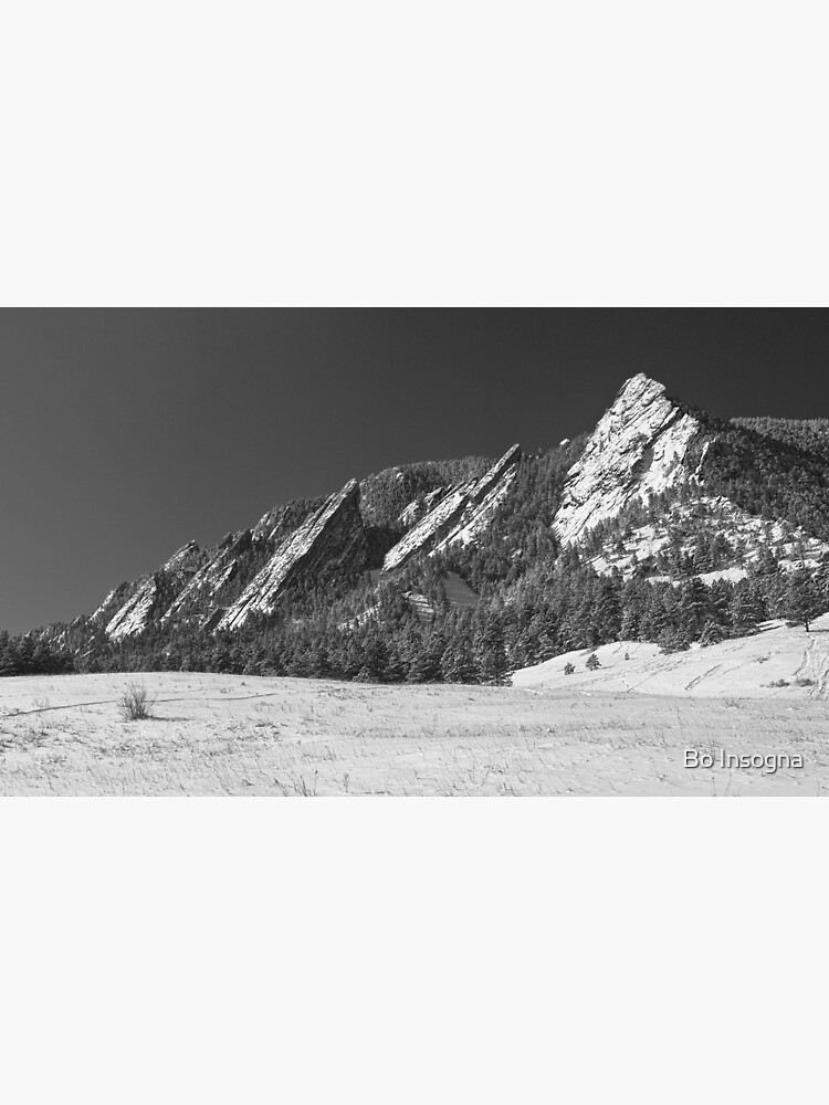 Snow Dusted Flatirons Boulder CO Panorama BW by mrbo