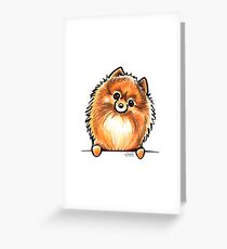 Red Pomeranian Paws Up Greeting Card