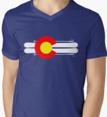 Colorado Flag Skis Men's V-Neck T-Shirt