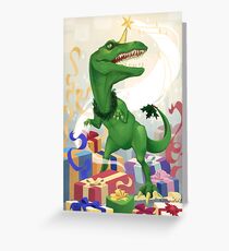 Christmas Unicorn T-Rex Greeting Card