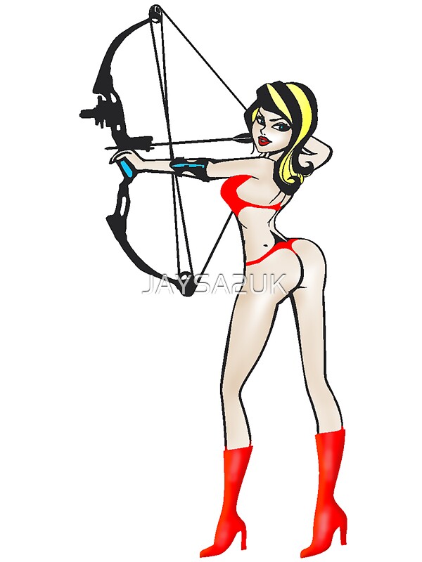 "ARCHERY-.Y COMPOUND GIRL SHOOTING" Greeting Cards by 