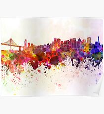 San Francisco skyline in watercolor background Poster
