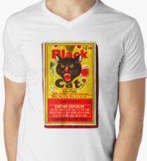 Black Cat Fireworks T-Shirt Men's V-Neck T-Shirt