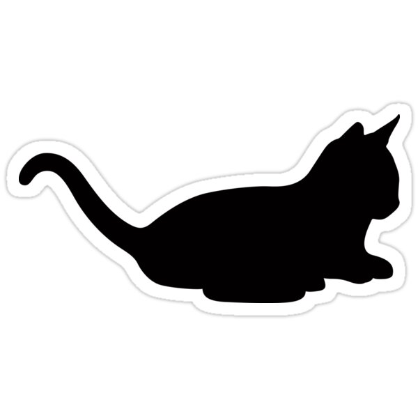 "Cat lying down, silhouette" Stickers by Mhea | Redbubble