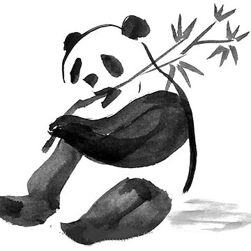 Chinese ink painting - panda with bamboo - ink painting panda bear
