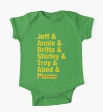 Community Jeff & Annie & Britta & Shirley & Troy & Abed & Pierce Shirt One Piece - Short Sleeve
