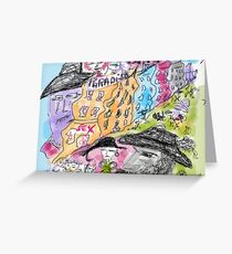 Bourbon Street. Drawing by Andrzej Goszcz. Author: Andrzej Goszcz , nickname " Brown Sugar" . featured in Culture at Large (A to Z). Greeting Card