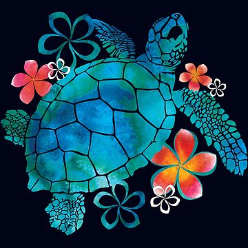 Artwork thumbnail, Sea Turtle with Flowers by kreinholds