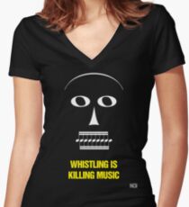 “Whistling Is Killing Music,” 1981 Women's Fitted V-Neck T-Shirt