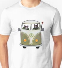 Two Cats in a Green Bus Unisex T-Shirt