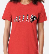 MOTORCYCLE EVOLUTION BIKE WHEELIE Tri-blend T-Shirt