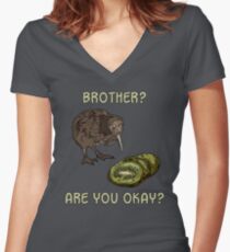 Der Kiwi ist tot Tailliertes T-Shirt mit V-Ausschnitt