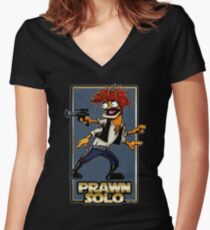 Prawn Solo Women's Fitted V-Neck T-Shirt