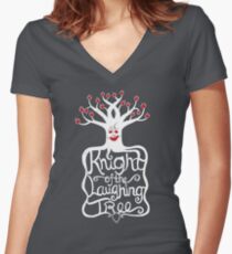 Camiseta entallada de cuello en V Caballero del árbol de la risa