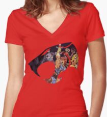 Camiseta entallada de cuello en V Siente la magia Escucha el rugido