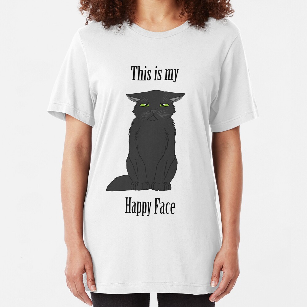 Happy Face - Black Cat Slim Fit T-Shirt