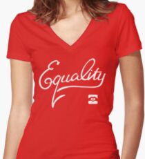 Equality - White Women's Fitted V-Neck T-Shirt