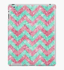 Chevron Pattern, pink & teal glitter photo print iPad Case/Skin