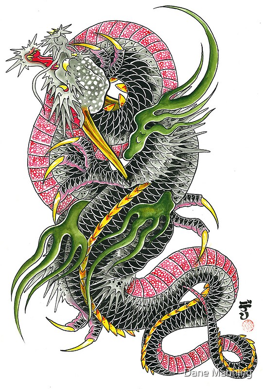 Dragon. ryu, dragon, tattoo, japan, horimono, irezumi. 
