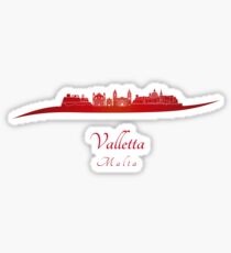 Pegatina Valletta skyline in red
