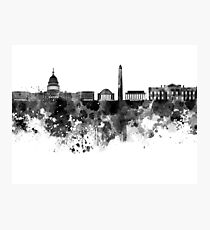 Washington DC skyline in black watercolor on white background Photographic Print